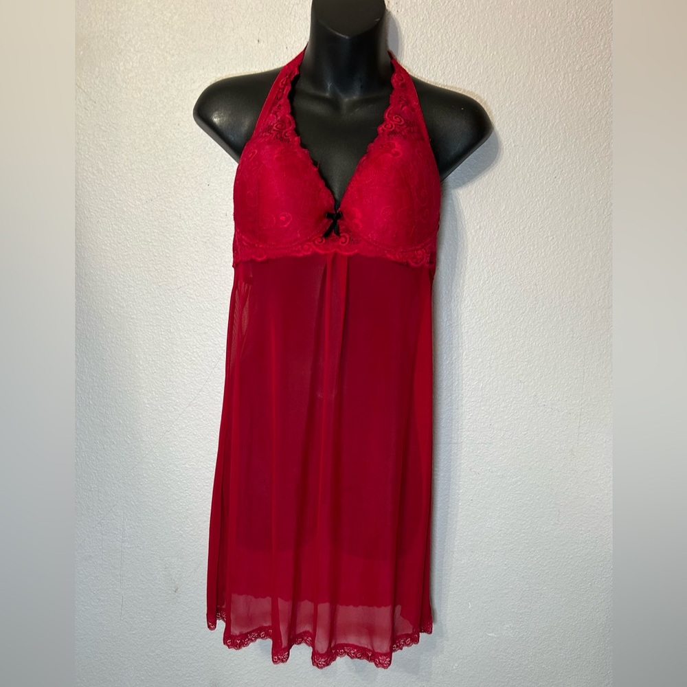 Marilyn Monroe Red Lace Babydoll Lingerie Chemise Size Large - Picture 2 of 10
